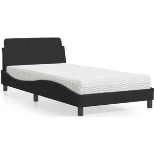 vidaXL Bed met matras fluweel zwart 100x200 cm