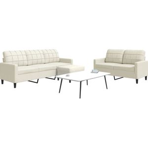 vidaXL 3-delige Loungeset met kussens fluweel crèmekleurig