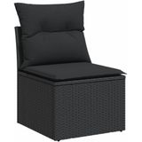 vidaXL 14-delige Loungeset met kussens poly rattan zwart