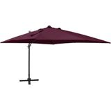 vidaXL Zweefparasol met paal en LED-verlichting 300 cm bordeauxrood