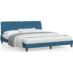 vidaXL Bed met matras fluweel blauw 180x200 cm