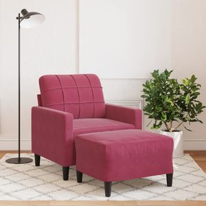 vidaXL Fauteuil met voetenbank 60 cm fluweel wijnrood