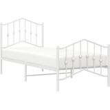 vidaXL Bedframe met hoofd- en voeteneinde metaal wit 90x200 cm