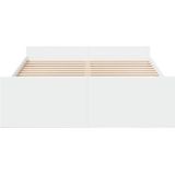 vidaXL Bedframe met lades bewerkt hout wit 135x190 cm