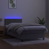 vidaXL Boxspring met matras en LED fluweel lichtgrijs 90x190 cm