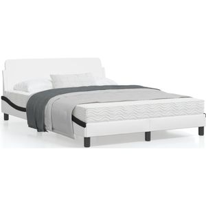 vidaXL Bedframe met hoofdbord kunstleer wit en zwart 140x190 cm