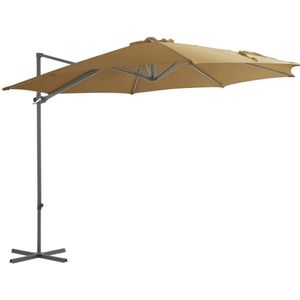 VidaXL Zweefparasol Stalen Paal 300 cm Taupe