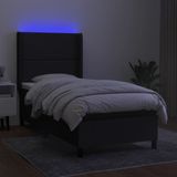 vidaXL Boxspring met matras en LED stof zwart 80x200 cm