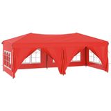 vidaXL Partytent inklapbaar met zijwanden 3x6 m rood