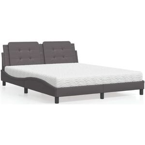 vidaXL - Bed - met - matras - kunstleer - grijsx200 - cm