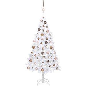 vidaXL Kunstkerstboom met LED's en kerstballen 180 cm PVC wit