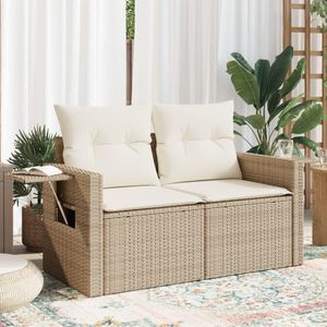 vidaXL-Tuinbank-2-zits-met-kussens-poly-rattan-beige