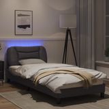 vidaXL Bedframe met LED-verlichting kunstleer grijs 90x200 cm
