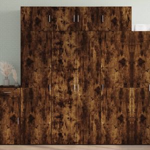 vidaXL Hoge kast 80x42,5x185 cm bewerkt hout gerookt eikenkleurig