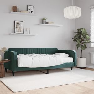 vidaXL Slaapbank met matras 100x200 cm fluweel donkergroen