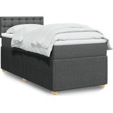 vidaXL Boxspring met matras stof donkergrijs 90x190 cm