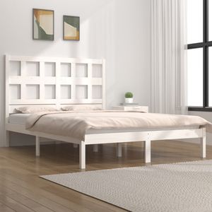 vidaXL Bedframe zonder matras massief grenenhout wit 180x200 cm