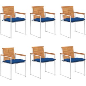 vidaXL Tuinstoelen 6 st met kussens massief acaciahout