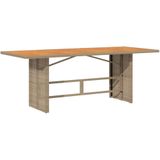 vidaXL Tuintafel met acaciahouten blad 190x80x74 cm poly rattan beige