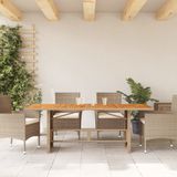 vidaXL Tuintafel met acaciahouten blad 190x80x74 cm poly rattan beige