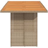 vidaXL Tuintafel met acaciahouten blad 190x80x74 cm poly rattan beige