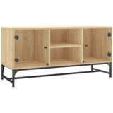 vidaXL Tv-meubel met glazen deuren 102x37x50 cm sonoma eikenkleurig