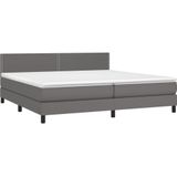 vidaXL Boxspring met matras kunstleer grijs 200x200 cm