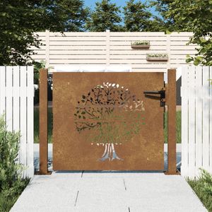 vidaXL - Poort - 105x80 - cm - boomontwerp - cortenstaal
