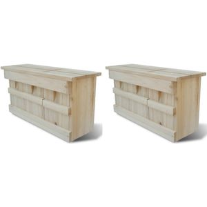 vidaXL Mussenhuizen 2 st 44x15,5x21,5 cm hout