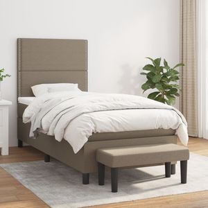 vidaXL Boxspring met matras stof taupe 100x200 cm
