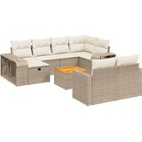 vidaXL 11-delige Tuinset met kussens poly rattan beige