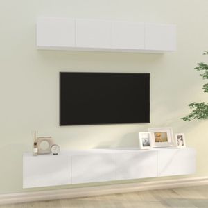 VidaXL 4-delige TV-meubelset Bewerkt Hout Hoogglans Wit