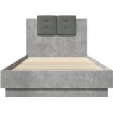 vidaXL Bedframe met hoofdeinde bewerkt hout betongrijs 100x200 cm