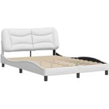 vidaXL Bedframe met hoofdbord kunstleer wit 140x190 cm