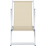 vidaXL Strandstoelen inklapbaar 2 st aluminium en textileen crèmekleur