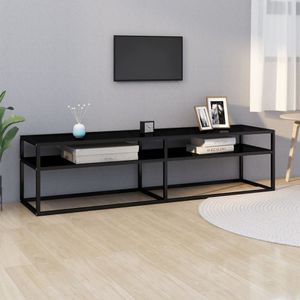 vidaXL Tv-meubel 160x40x40,5 gehard glas zwart