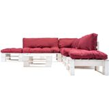 vidaXL 6-delige Loungeset pallet met rode kussens hout