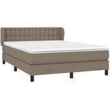 vidaXL Boxspring met matras stof taupe 140x190 cm