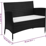 vidaXL Tuinbank 90 cm poly rattan zwart