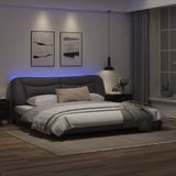 vidaXL Bedframe met LED-verlichting kunstleer grijs 200x200 cm