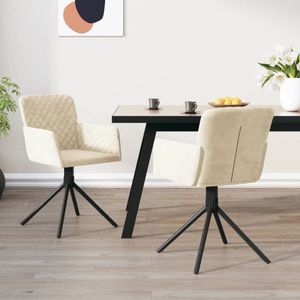 vidaXL Eetkamerstoelen draaibaar 2 st fluweel crèmekleurig