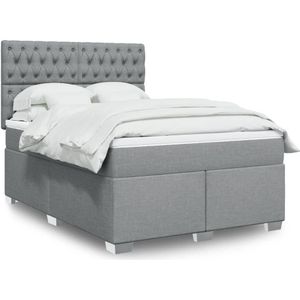 vidaXL Boxspring met matras stof lichtgrijs 140x190 cm