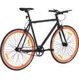 vidaXL Fiets met vaste versnelling 700 c 59 cm zwart en oranje