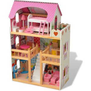 vidaXL Poppenhuis 3 verdiepingen 60x30x90 cm hout