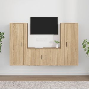 VidaXL 3-delige TV-meubelset Bewerkt Hout Sonoma Eikenkleurig