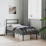 vidaXL Bedframe met hoofdbord metaal zwart 80x200 cm