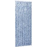 vidaXL-Vliegengordijn-90x220-cm-chenille-blauw,-wit-en-zilver