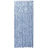 vidaXL-Vliegengordijn-90x220-cm-chenille-blauw,-wit-en-zilver