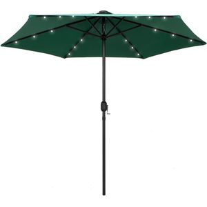 vidaXL Parasol met LED-verlichting en aluminium paal 270 cm groen