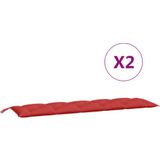 vidaXL Tuinbankkussens 2 st 180x50x7 cm oxford stof rood